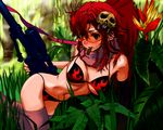  1girl bikini black_bikini breasts forest fuyuno_haruaki gun hair_ornament large_breasts mizugi photoshop poorly_tagged red_hair scarf sniper_rifle solo swimsuit tengen_toppa_gurren-lagann tengen_toppa_gurren_lagann thighhighs weapon yoko_littner 