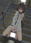  brown_hair collar leash long_hair onanism pixiv977953 ponytail public_vibrator staircase tagme 