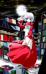  book bow dress high_res ladder library magic original red_eyes short_hair silver_hair yoshina_hijiki 