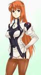  brown_hair brown_legwear elhaym_van_houten gus_(clarkii) long_hair panties pantyhose pantyhose_pull solo underwear undressing white_panties xenogears 