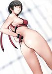  artbook ass black_hair bottomless dutch_angle fingerless_gloves gloves highres hinomoto_reiko looking_back momoi_nanabei rumble_roses scan solo 