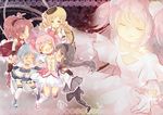  akemi_homura blonde_hair closed_eyes happy hat hug kaname_madoka mahou_shoujo_madoka_magica miki_sayaka multiple_girls sakura_kyouko sen1986 thighhighs tomoe_mami two_side_up ultimate_madoka 