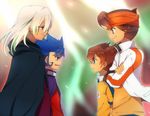  bad_id bad_pixiv_id blue_eyes blue_hair brown_hair cloak crossed_arms endou_mamoru gouenji_shuuya headband inazuma_eleven_(series) inazuma_eleven_go jacket long_hair matsukaze_tenma multicolored_hair multiple_boys red_eyes sangayakiume short_hair smile soccer_uniform spoilers sportswear tsurugi_kyousuke white_hair yellow_eyes 