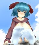  :&lt; animal_ears aqua_hair blush bowalia feet green_eyes kasodani_kyouko legs_up open_mouth panties pantyshot pantyshot_(sitting) partially_visible_vulva pov_feet short_hair sitting skirt socks solo touhou underwear white_legwear white_panties 