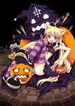  animal_ears blonde_hair blue_eyes candy cat_ears duplicate food halloween jack-o'-lantern lollipop long_hair multicolored multicolored_clothes multicolored_legwear original panties pumpkin sakurai_unan solo striped striped_legwear striped_panties swirl_lollipop thighhighs underwear very_long_hair 