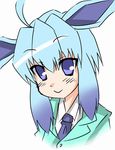  animal_ears blue_eyes blue_hair gijinka glaceon personification pokemon smile 