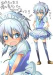  bad_id bad_pixiv_id black_legwear bloomers blue_eyes child fang fuabio genderswap genderswap_(ftm) hands_on_hips izayoi_sakuya maid maid_headdress male_focus multiple_views otoko_no_ko silver_hair thighhighs touhou translation_request underwear zettai_ryouiki 