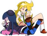  artist_request panty_&amp;_stocking_with_garterbelt panty_(character) panty_(psg) school_uniform smile stocking_(character) stocking_(psg) wink 