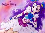  blue_flower blue_rose character_name dress eyelashes flower frills gloves hair_ornament hair_ribbon hairpin long_hair magical_girl midriff milk_(yes!_precure_5) milky_rose mimino_kurumi navel precure purple_eyes purple_hair ribbon rose ruriruri solo tiara two_side_up very_long_hair yes!_precure_5 yes!_precure_5_gogo! 