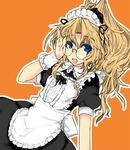  aoguu apron bad_id bad_pixiv_id blonde_hair blue_eyes glasses maid maid_headdress original smile solo 