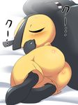  blush butt cute female hindpaw japanese_text lying mawile nintendo on_side paws pok&#233;mon pok&eacute;mon sleeping solo text ukanmuriman unknown_artist video_games 