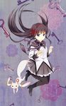  1girl :3 akemi_homura argyle argyle_legwear black_hair black_legwear hair_ribbon high_heels key kyubey long_hair magical_girl mahou_shoujo_madoka_magica pantyhose purple_eyes red_eyes ribbon shoes 