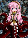  1girl blue_eyes crossed_arms headset long_hair megurine_luka monster_girl mt_beauty open_mouth pink_hair pixiv_thumbnail resized scylla smile takoluka tentacle tentacle_girl vocaloid 