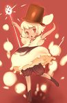  bloomers boots dress food_as_clothes hat nishieda pudding red_eyes short_hair wand white_hair 