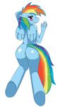  anthro anthrofied blue blue_body blush butt equine female friendship_is_magic hair horse kneeling looking_back mammal multi-colored_hair my_little_pony nude pegasus pink_eyes plain_background pony presenting presenting_hindquarters rainbow_dash_(mlp) rainbow_hair rule_34 smile solo sssonic2 tail white_background wings 