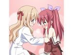  blonde blue_eyes blush cg chibi eroge fuguriya game_cg matsubara_yuna oda_nanami red_eyes red_hair schoolgirl sono_hanabira_ni_kuchizuke_wo tagme yuri 