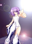  ;) armpits bare_shoulders blush exelica eyebrows_visible_through_hair foreshortening looking_at_viewer moon one_eye_closed pointing pointing_at_viewer short_hair smile solo space standing sun sunlight trigger_heart_exelica yumesato_makura 