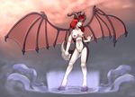  anthro breasts canine daedalusui demon female hooves horn horns mammal nipples nude outside pussy solo wings 