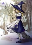  aqui blonde_hair blue_eyes broom bug butterfly hat highres insect kirisame_marisa skirt solo standing touhou tree witch_hat 