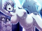  3girls ahegao areolae bare_shoulders bent_over black_hair breasts brown_eyes brown_hair cum_on_belly dungeon erect_nipples green_eyes hip_grab huge_belly large_breasts long_hair moan nipples nude open_mouth oppai pregnant puffy_nipples saliva semen short_hair standing tagme take_your_pick wait_your_turn waki wide_hips worried 
