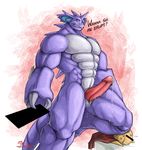  2011 abs anthro biceps big_penis censor_bar censorman claws erection holding_censor_bar horn horns huge_muscles kuron leaking male muscles nidoking nidoking_used_horn_polish nintendo pecs penis pok&#233;mon pok&eacute;mon precum solo syrinox the_end_of_the_world_is_nigh thick_penis vein video_games 