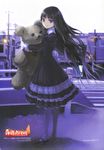  black_hair blue_eyes cityscape crosswalk doll doll_hug dress gothic_lolita kami-sama_no_memo-chou kishida_mel lolita_fashion long_hair mary_janes pantyhose power_lines scan shionji_yuuko shoes solo stuffed_animal stuffed_toy teddy_bear traffic_light 