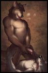  canine cum cum_on_face cumshot dasaod dripping duo facial gay kneeling lying male mammal on_top orgasm penis standing toned tongue tongue_out wolf 