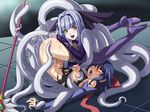  2girls bestiality extreme_content fushisha_o lactation mahou_shoujo_ai monster_girl nipples nopan oppai pussy_juice semen sex tentacles thighhighs torn_clothes yuri 