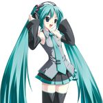  amino_kohaku aqua_hair hatsune_miku highres long_hair solo thighhighs transparent_background twintails very_long_hair vocaloid 