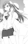  blush cling cousins doujinshi glasses greyscale highres kitajima_kaede kitajima_sara monochrome multiple_girls peko sono_hanabira_ni_kuchizuke_wo 