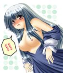  blue_hair breasts kagura_chitose kamishirasawa_keine large_breasts long_hair nipples solo touhou 