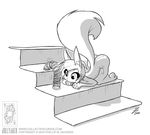  avoid_posting conditional_dnp female greyscale jollyjack kneeling mammal monochrome plain_background rodent scarlet scarlet_(sequential_art) slankee slinky solo squirrel stairs white_background 