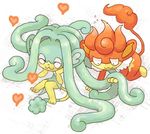  closed_eyes eyes_closed heart hearts long_hair no_humans pixiv_thumbnail pokemon resized simipour simisear 