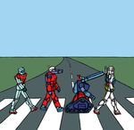  abbey_road beatles gm_(mobile_suit) guncannon gundam guntank mecha mobile_suit_gundam parody rx-78-2 sanpei3 