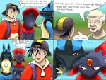  comic daycare fangs female human lucario male mykiio pok&eacute;mon red_eyes tooth weavile 