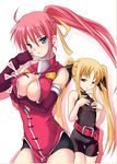  blonde_hair breasts cleavage duplicate fate_testarossa large_breasts lyrical_nanoha mahou_shoujo_lyrical_nanoha mahou_shoujo_lyrical_nanoha_a's multiple_girls signum small_breasts soba_(saz) twintails 