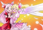  :d angel_wings blonde_hair bow choker cure_angel_(fresh_precure!) cure_passion cure_peach dress earrings eyelashes fresh_precure! frills fujitama_koto hair_ornament hairpin happy heart heart_hair_ornament heart_hands heart_hands_duo higashi_setsuna jewelry long_hair magical_girl momozono_love multiple_girls one_eye_closed open_mouth pantyhose pink_choker pink_eyes pink_hair precure red_choker ribbon side_ponytail smile tiara wings wrist_cuffs 