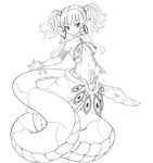  fanart mamono_girl_lover medusa medusa_(mamono_girl_lover) midriff monochrome monster_girl monster_girl_encyclopedia monster_girl_profile snake 