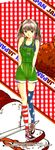  america american_flag american_flag_legwear azusagawa_tsukino blue_legwear brown_hair comic cover cover_page hashiguchi_takashi mismatched_legwear overall_shorts overalls print_legwear solo star star_print striped striped_legwear thighhighs twintails yakitate!!_japan 