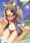  bikini exit_tunes headphones kemonomimi mizugi shiratama_dango 