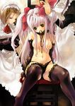  collar maid miwa_yoshikazu nipples oppai pantsu thighhighs topless twintail 