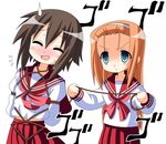  bdsm blue_eyes blushing bondage empty_eyes eyes_closed kusakabe_misao lucky_star minegishi_ayano rope shibari tagme uniform 