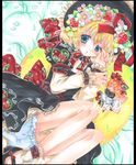  alternate_costume blonde_hair bloomers blue_eyes colored_pencil_(medium) doll marker_(medium) matching_su-san medicine_melancholy pekopokox shikishi short_hair solo su-san tears touhou traditional_media underwear 