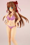  aqua_eyes bikini bow breasts brown_hair cleavage female figure hands_on_hips mayoi_neko_overrun! midriff photo serizawa_fumino swimsuit 