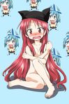  :d :o animal_hat bangs barefoot black_legwear blue_eyes blue_hair blush blush_stickers bow bowtie cat_hat chibi convenient_leg covering covering_breasts crossed_arms drooling embarrassed empty_eyes fangs feet flat_chest flying frills gobera hair_ornament hairclip hat legs long_hair looking_at_viewer mahou_shoujo_madoka_magica miki_sayaka multiple_girls naughty_face nude open_mouth pleated_skirt propeller red_eyes red_hair sakura_kyouko school_uniform shadow shiny shiny_hair short_hair sidelocks simple_background sitting skirt smile spinning thighhighs very_long_hair yuri zettai_ryouiki 