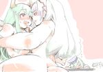  @_@ blush chin_grab cirno dreaming ex-keine eye_contact female_pervert fujiwara_no_mokou kamishirasawa_keine looking_at_another multiple_girls nude pale_color pervert plump ryu3224 sleeping touhou wriggle_nightbug yuri 