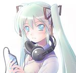  hatsune_miku headphones headphones_around_neck mochizuki_saku mp3_player solo twin_tails vocaloid 