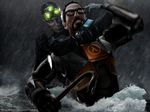  battle choke_hold crossover crowbar gordon_freeman half-life knife multiple_boys sam_fisher splinter_cell strangling water 