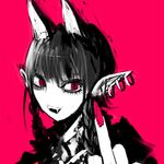  animal_ears bad_id bad_pixiv_id cat_ears earrings extra_ears face fangs jewelry kaenbyou_rin middle_finger pointy_ears solo spot_color touhou violence_kumahina 