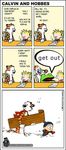  black_eyes calvin calvin_and_hobbes comic dialog edit english_text frog hobbes sled snow text unknown_artist what 